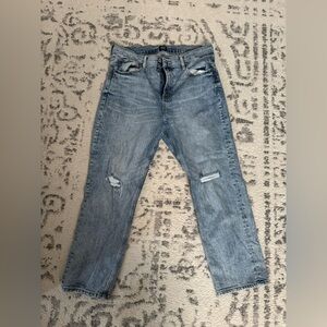 GAP Blue Ankle Cropped Jeans with Distressed Look